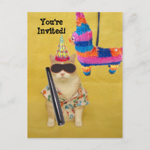 Uitnodiging voor de verjaardag met Pinata! Briefkaart