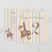 Uitnodiging voor de verjaardag van de gestreepte a (Voorkant / Achterkant)