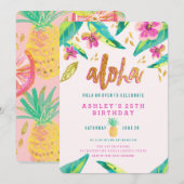 uitnodiging voor de verjaardag van tropische luau (Voorkant / Achterkant)