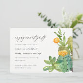Uitnodiging voor de verloving met sappige cacti en (Staand voorkant)