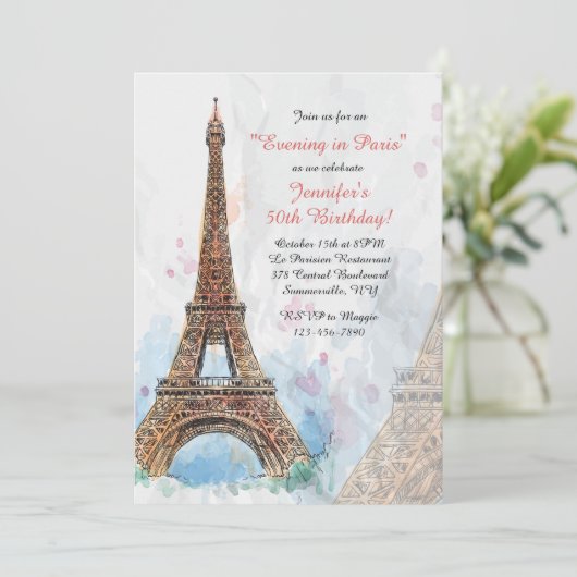 Uitnodiging voor de Waterverf van Parijs (Staand voorkant)