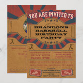  uitnodiging voor de wedstrijd Baseball Birthday (Voorkant / Achterkant)