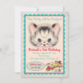  uitnodiging voor de wedstrijd Kitty Cat Birthday (Voorkant)