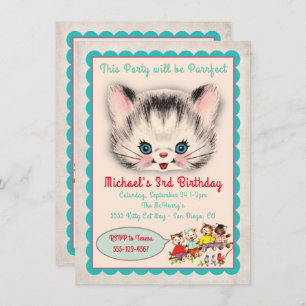  uitnodiging voor de wedstrijd Kitty Cat Birthday