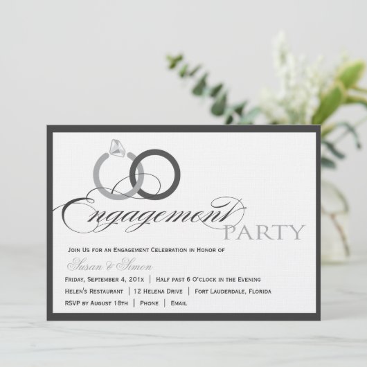 Uitnodiging voor de zwarte en WhitemScript Engagem (Staand voorkant)