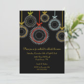 Uitnodiging voor de Zwarte Ornaments Holiday Party (Staand voorkant)