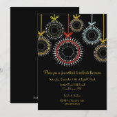 Uitnodiging voor de Zwarte Ornaments Holiday Party (Voorkant / Achterkant)