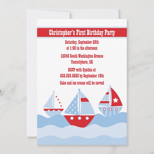 Uitnodiging voor de zweefboten van Cute boy (Voorkant)