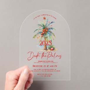 Uitnodiging voor Deck The Palms Tropisch Kerstfees Acryl Uitnodigingen