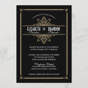  uitnodiging voor deco Black & Gold Wedding