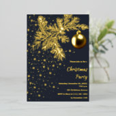 Uitnodiging voor Deep blue en Gold Kerstfeest (Staand Voorkant)