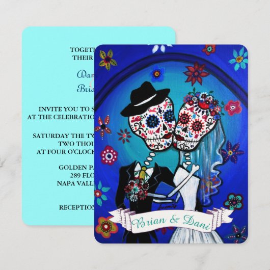 Uitnodiging voor Dia de Los Muertos (Voorkant / Achterkant)