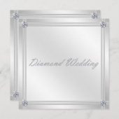 Uitnodiging voor diamanten bruiloft in zilver (Voorkant / Achterkant)