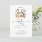 uitnodiging voor dierlijk Baby shower (Staand voorkant)
