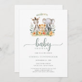 uitnodiging voor dierlijk Baby shower (Voorkant / Achterkant)