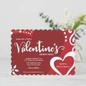 Uitnodiging voor diner Chic Red Valentijn (Staand voorkant)
