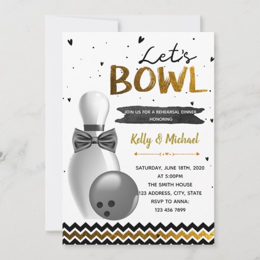 Uitnodiging voor diner tijdens bowlingrepetitie (Voorkant)