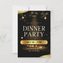 Uitnodiging voor dinerfeest – Elegant goud ontwerp