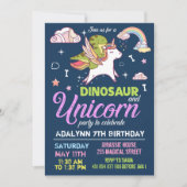 Uitnodiging voor dinosaurus en eenhoorn - UITNODIG (Voorkant)
