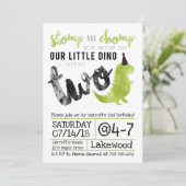 Uitnodiging voor dinosaurus-stompen en -knagen Din (Staand voorkant)