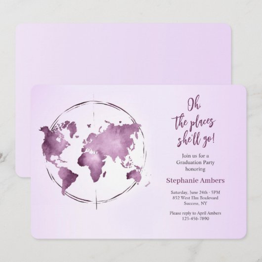 Uitnodiging voor diploma-uitreikingsfeest 'Reizen (Voorkant / Achterkant)