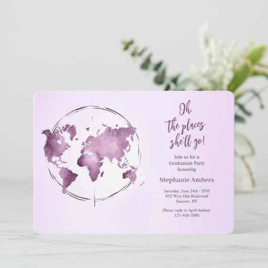 Uitnodiging voor diploma-uitreikingsfeest 'Reizen  (Staand voorkant)