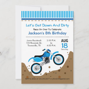 Uitnodiging voor Dirt Bike-verjaardagsfeestje