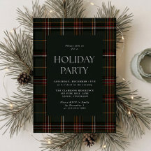 Uitnodiging voor donkergroene ruit-holidayparty