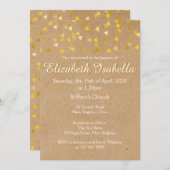 Uitnodiging voor doop of eerste communie met goude (Voorkant / Achterkant)