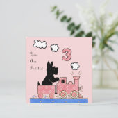  uitnodiging voor drie jaar oud meisje (Staand voorkant)