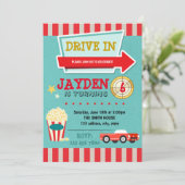 Uitnodiging voor drive-in themabioscoopfeest (Staand voorkant)
