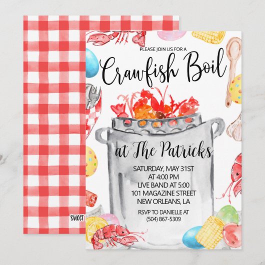 Uitnodiging voor Easter Crawfish Boil (Voorkant / Achterkant)