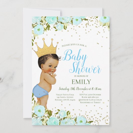 Uitnodiging voor Editable Boy Prince (Voorkant)