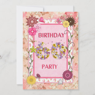 uitnodiging voor een 60e verjaardag met floral lij