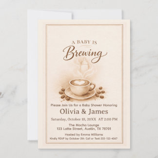 Uitnodiging voor een 'A Baby Is Brewing' babyborre