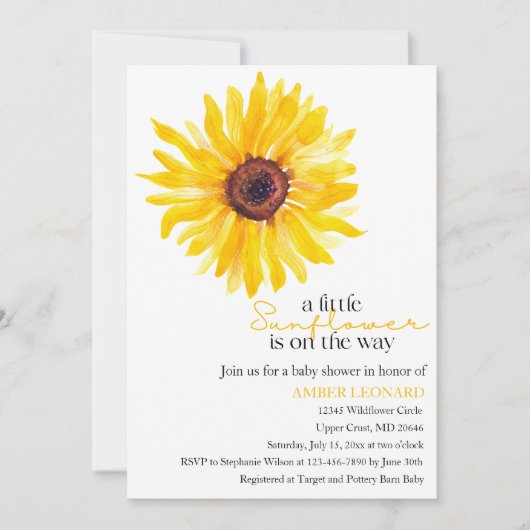 Uitnodiging voor een A Little Sunflower is on the (Voorkant)