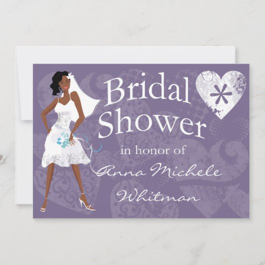 Uitnodiging voor een Afrikaanse Amerikaanse bridal (Voorkant)