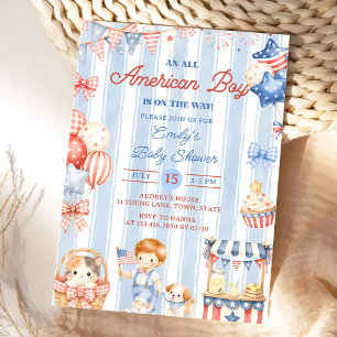 Uitnodiging voor een 'All American Boy' babyshower