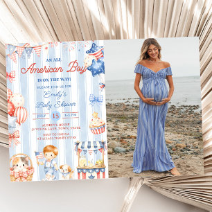 Uitnodiging voor een 'All American Boy' babyshower