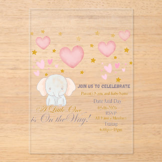 Uitnodiging voor een baby shower acryl uitnodigingen