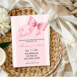 Uitnodiging voor een babyshower met strikje en coq