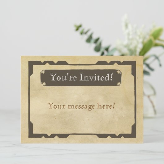 Uitnodiging voor een blanco Antiek themafeest (Staand voorkant)