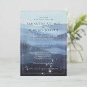 Uitnodiging voor een blauwe bruiloft in Rustic Mou (Staand voorkant)