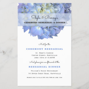 Uitnodiging voor een Blauwe Hortensia Bruiloftspro Flyer