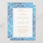uitnodiging voor een blauwe moslim bruiloft (Voorkant / Achterkant)