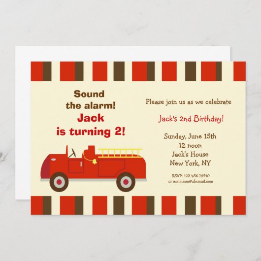 uitnodiging voor een brandweerwagen op zaterdag (Voorkant / Achterkant)