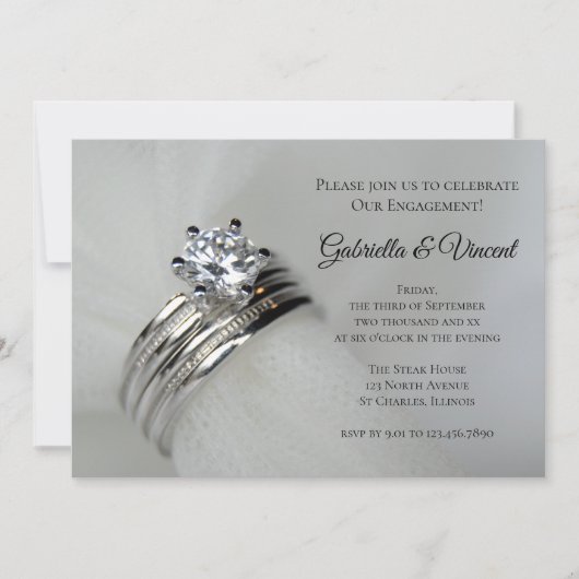 Uitnodiging voor een bruiloft met Rings Engagement (Voorkant)