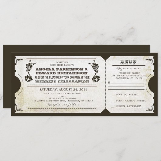 uitnodiging voor een bruiloft met RSVP-ontwerp (Voorkant / Achterkant)