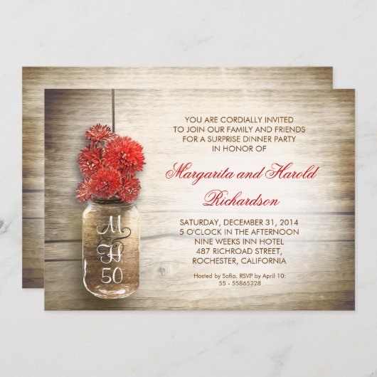 uitnodiging voor een bruiloft op een rustige mason (Voorkant / Achterkant)