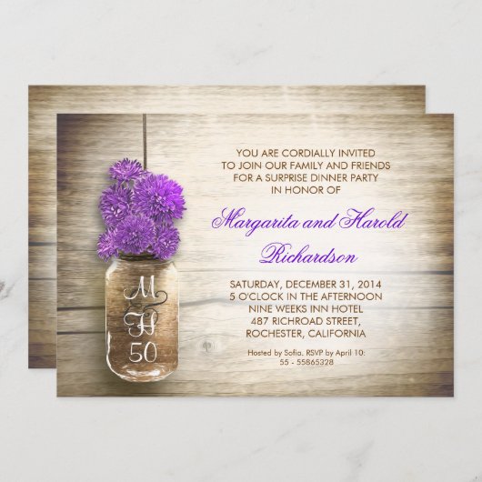 uitnodiging voor een bruiloft op een rustige mason (Voorkant / Achterkant)